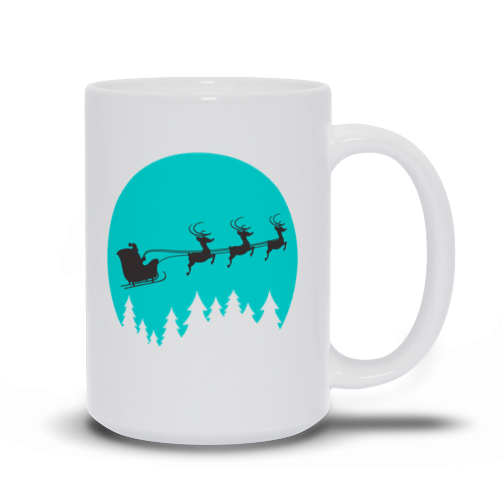 Holiday Coffee Mug - Santa in his sleigh with his reindeer coffee mug