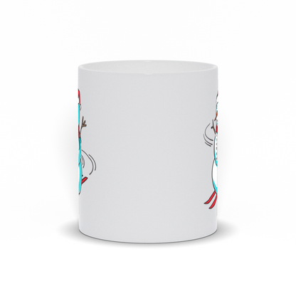 Holiday Coffee Mug - Snowman skiing wearing a Santa hat coffee mug 