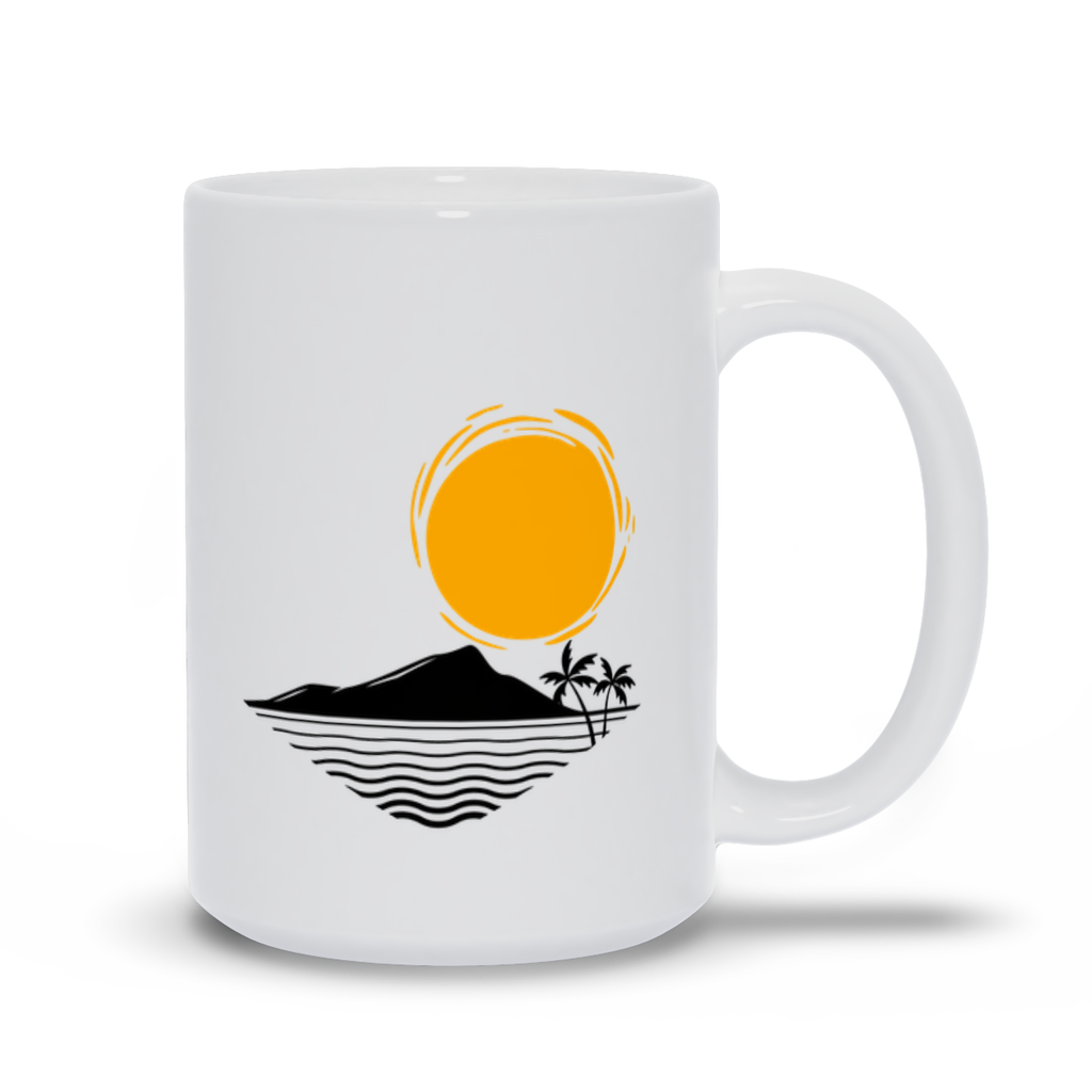 Ocean Coffee Mug - Sun Over Island and Ocean Coffee Mug