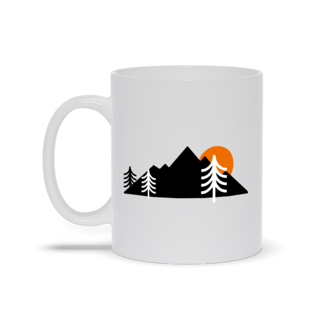 Mountain Coffee Mug - Sun setting behind mountain landscape coffee mug