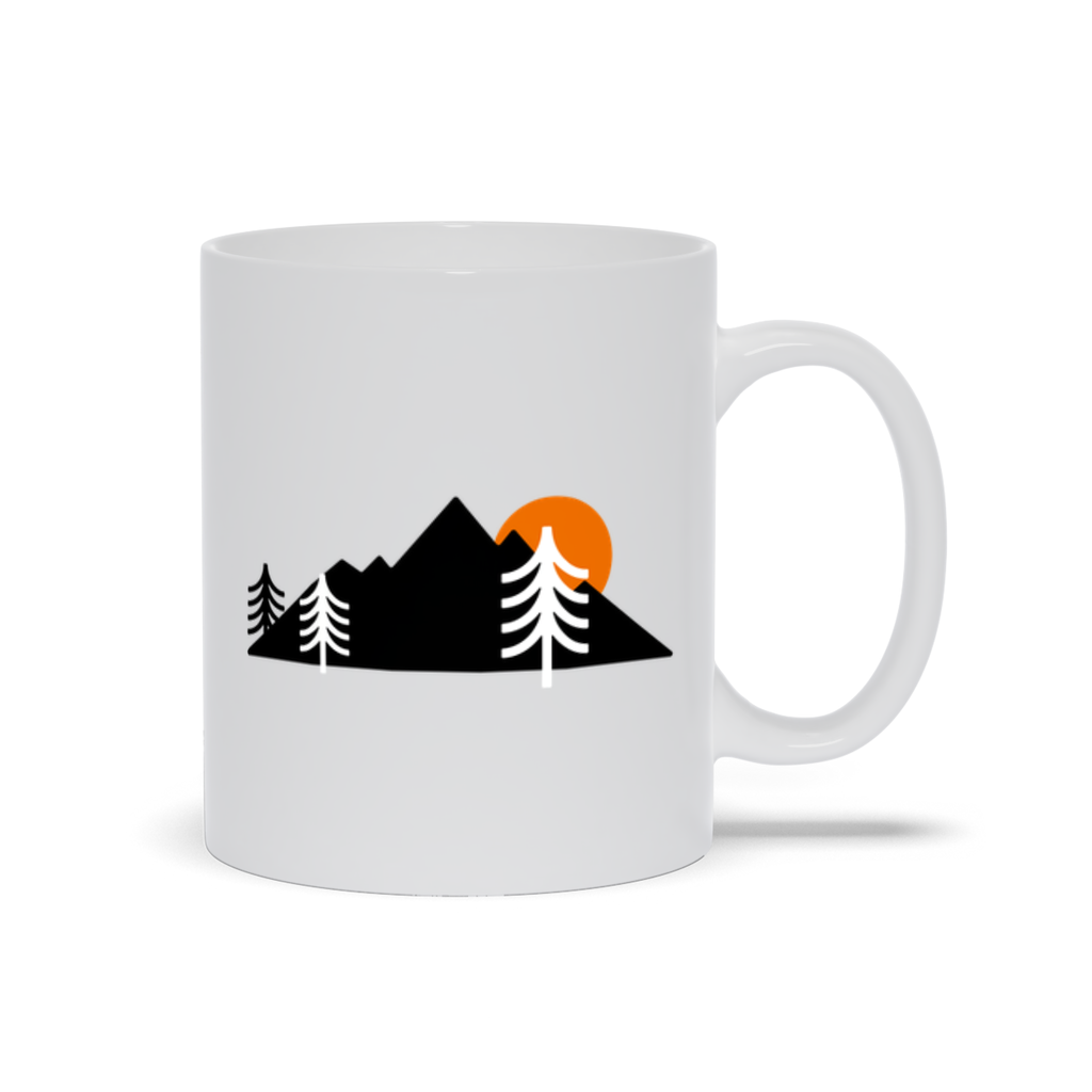Mountain Coffee Mug - Sun setting behind mountain landscape coffee mug