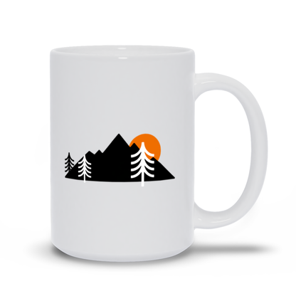 Mountain Coffee Mug - Sun setting behind mountain landscape coffee mug