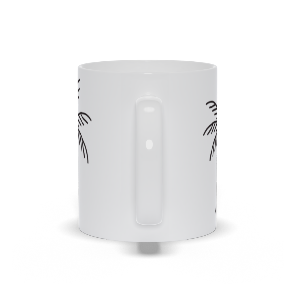 Palm Tree Coffee Mug - Thin line drawn Palm Tree on coffee mug