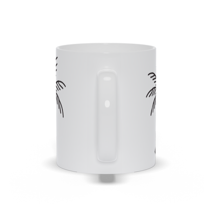 Palm Tree Coffee Mug - Thin line drawn Palm Tree on coffee mug