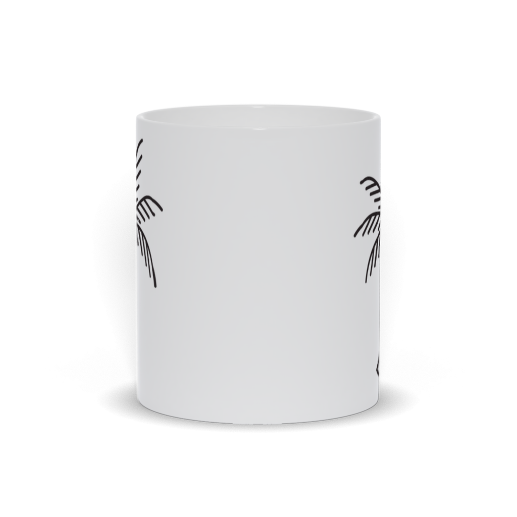 Palm Tree Coffee Mug - Thin line drawn Palm Tree on coffee mug