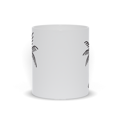 Palm Tree Coffee Mug - Thin line drawn Palm Tree on coffee mug