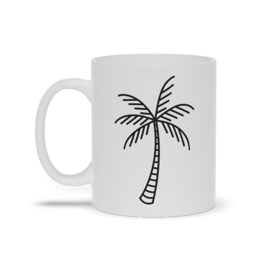Palm Tree Coffee Mug - Thin line drawn Palm Tree on coffee mug