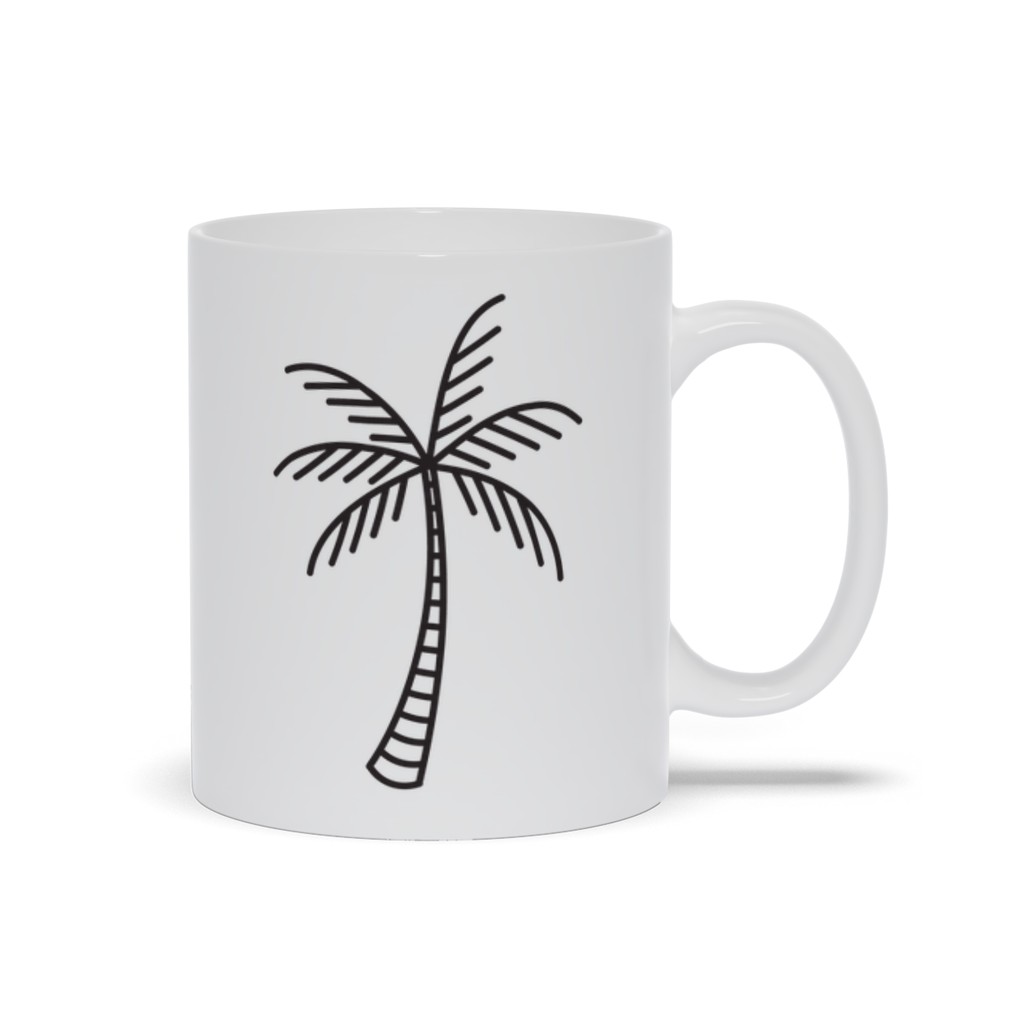 Palm Tree Coffee Mug - Thin line drawn Palm Tree on coffee mug