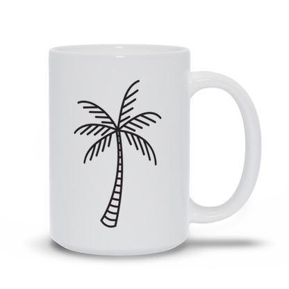 Palm Tree Coffee Mug - Thin line drawn Palm Tree on coffee mug