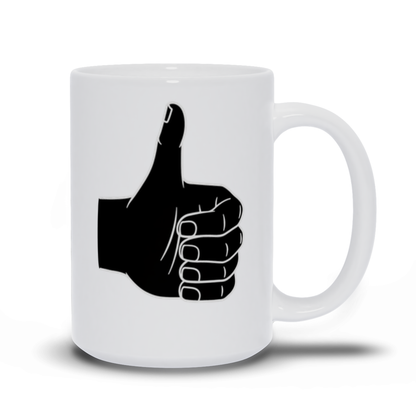 Thumbs Up Coffee Mug - Hand Giving Thumbs Up Sign in black