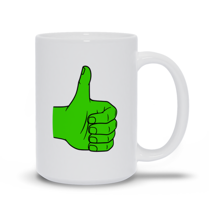 Thumbs Up Coffee Mug - Thumbs Up Symbol in green