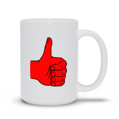 Thumbs Up Coffee Mug - Thumbs Up Symbol in red