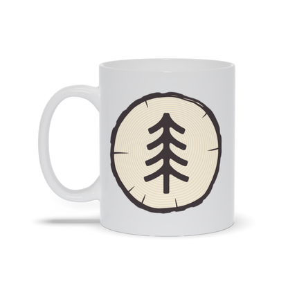 Tree Coffee Mug - Tree Stump with a Tree Painted On It Coffee Mug