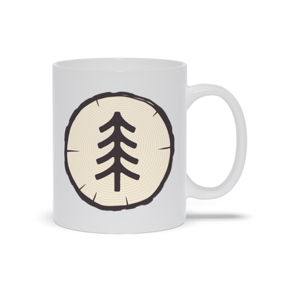 Tree Coffee Mug - Tree Stump with a Tree Painted On It Coffee Mug