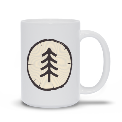 Tree Coffee Mug - Tree Stump with a Tree Painted On It Coffee Mug