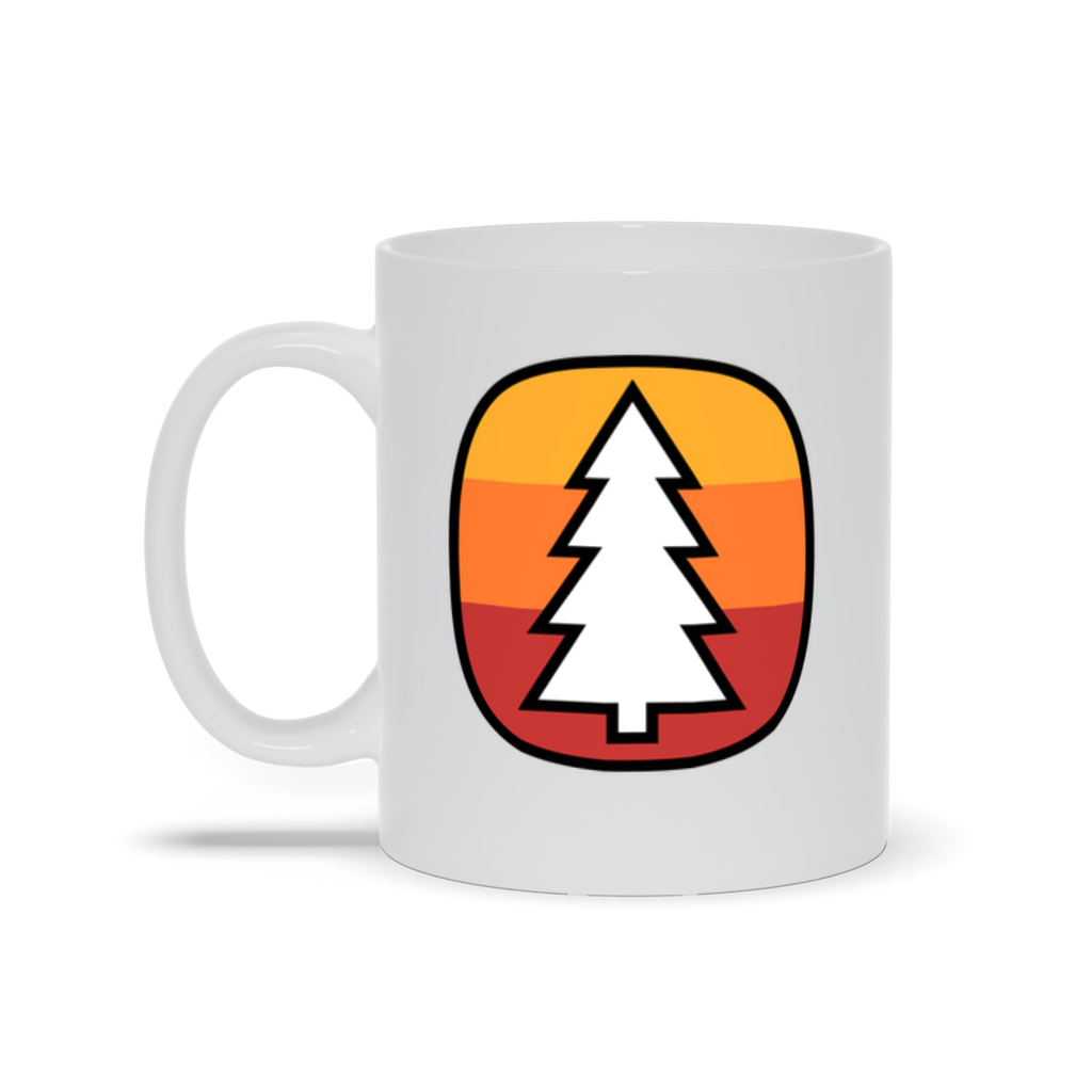 Tree Coffee Mug - White Tree in front of sunset coffee mug