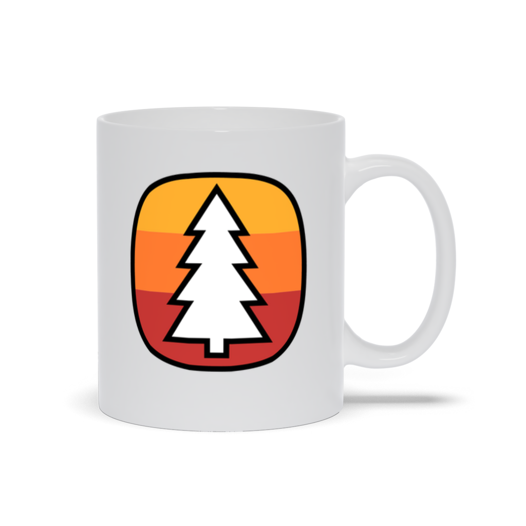 Tree Coffee Mug - White Tree in front of sunset coffee mug