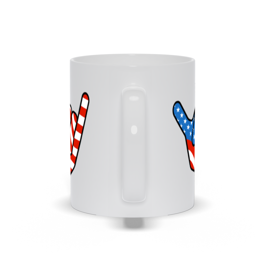 Political Coffee Mug - American Flag Hang Ten Coffee Mug