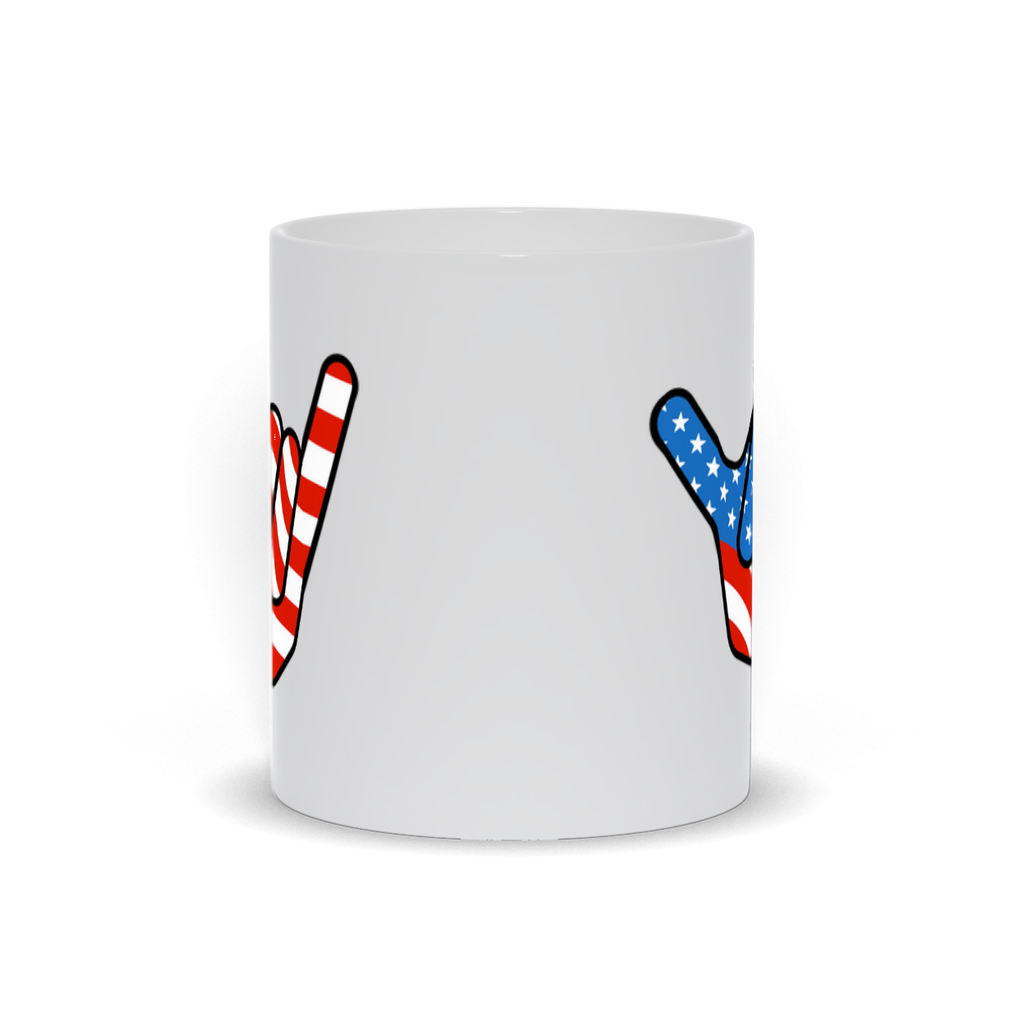Political Coffee Mug - American Flag Hang Ten Coffee Mug