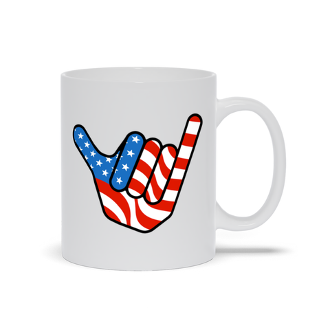 Political Coffee Mug - American Flag Hang Ten Coffee Mug