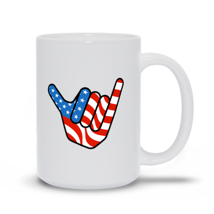 Political Coffee Mug - American Flag Hang Ten Coffee Mug