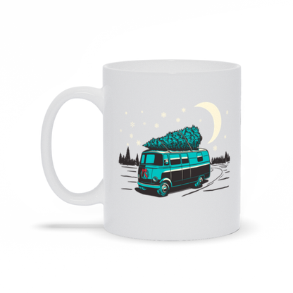 Holiday Coffee Mug - A VW Van with a Christmas Tree on its roof