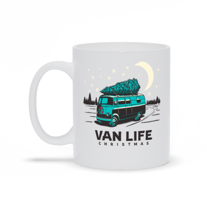 Holiday Coffee Mug - Christmas coffee mug with a Van and Christmas Tree on Top