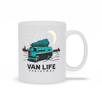 Holiday Coffee Mug - Christmas coffee mug with a Van and Christmas Tree on Top