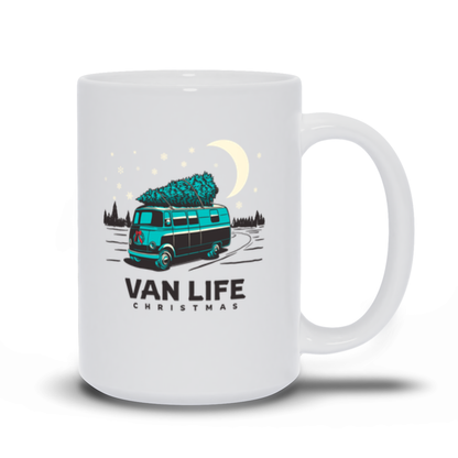 Holiday Coffee Mug - Christmas coffee mug with a Van and Christmas Tree on Top