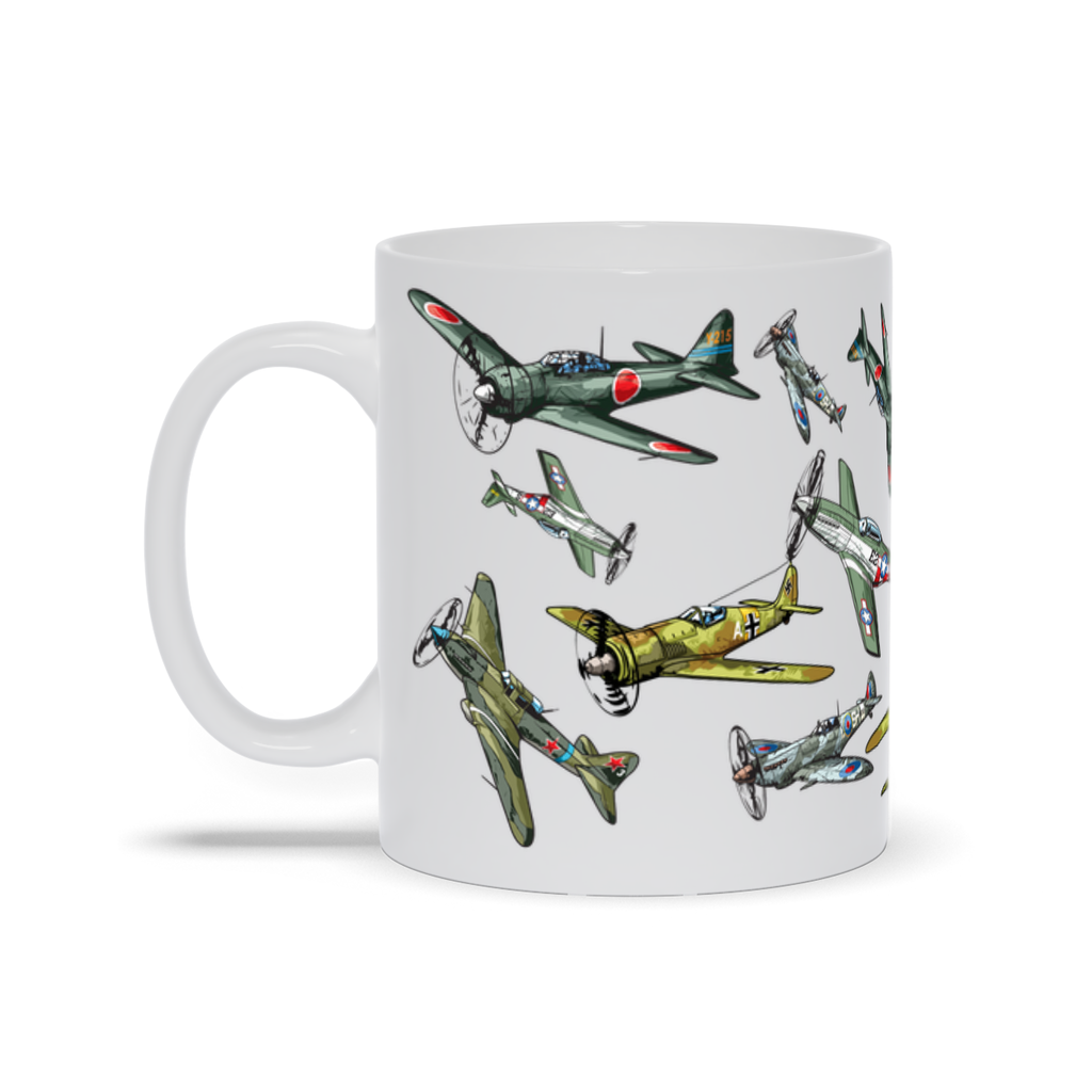 Military Coffee Mug - Multiple WWII Fighter Planes on a Coffee Mug