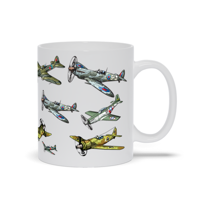 Military Coffee Mug - Multiple WWII Fighter Planes on a Coffee Mug