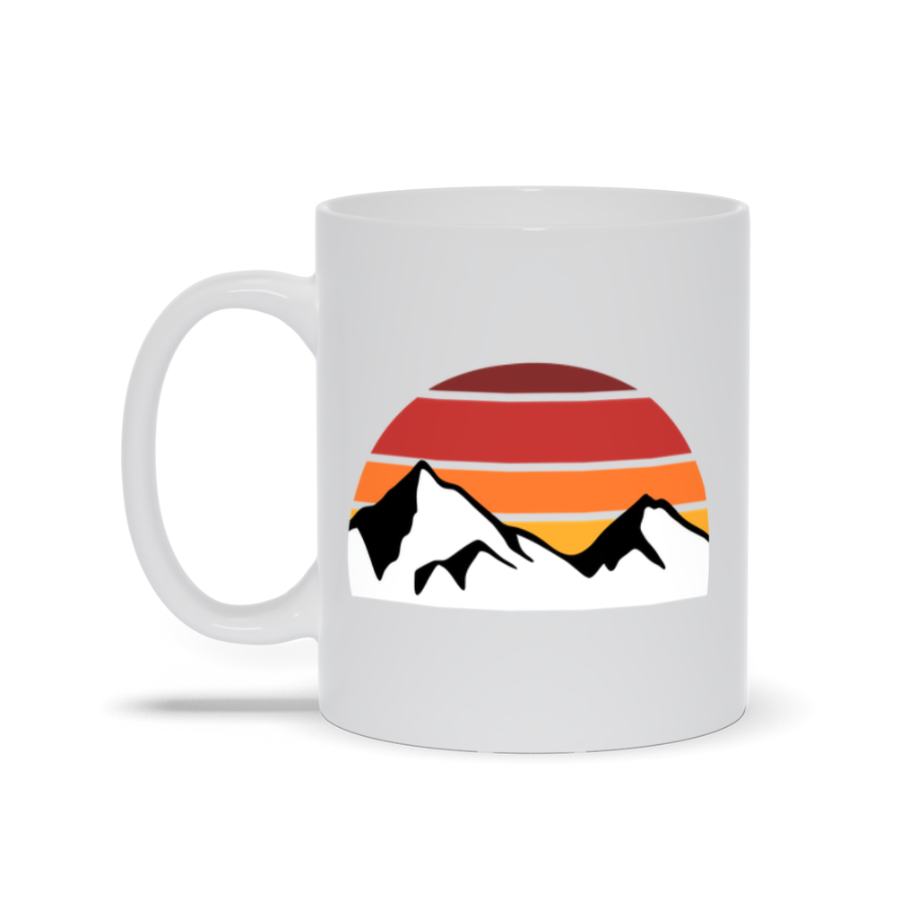 Mountain Coffee Mug - White Mountain Landscape and Sunset Coffee Mug