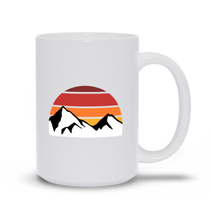 Mountain Coffee Mug - White Mountain Landscape and Sunset Coffee Mug