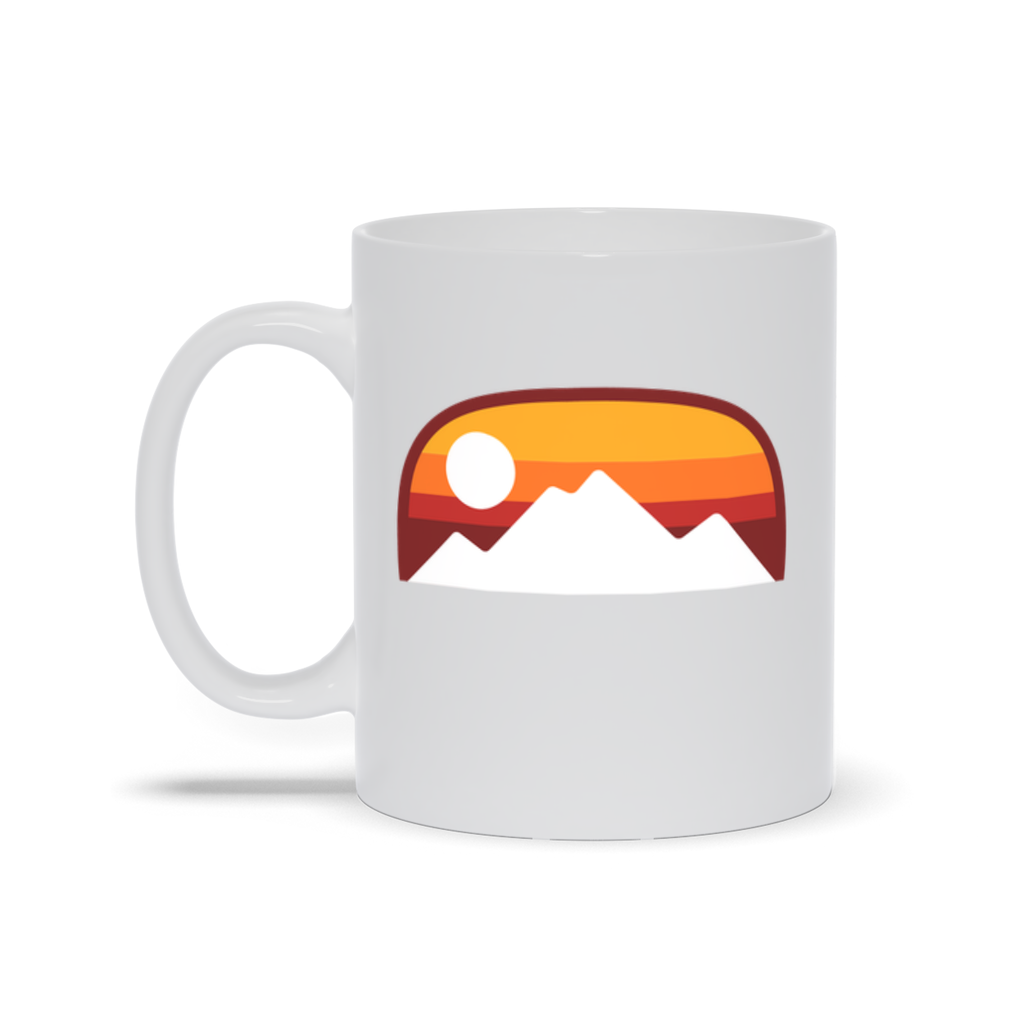 Mountain Coffee Mug - White Mountain Landscape with sun and sunset coffee mug