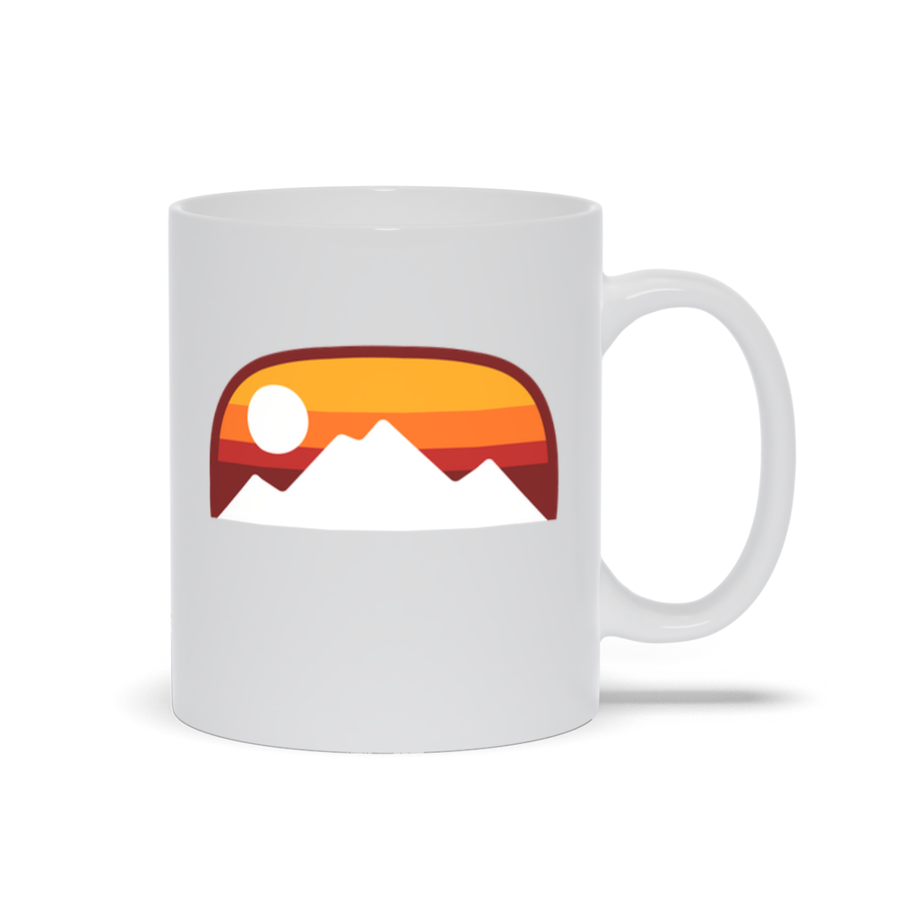 Mountain Coffee Mug - White Mountain Landscape with sun and sunset coffee mug