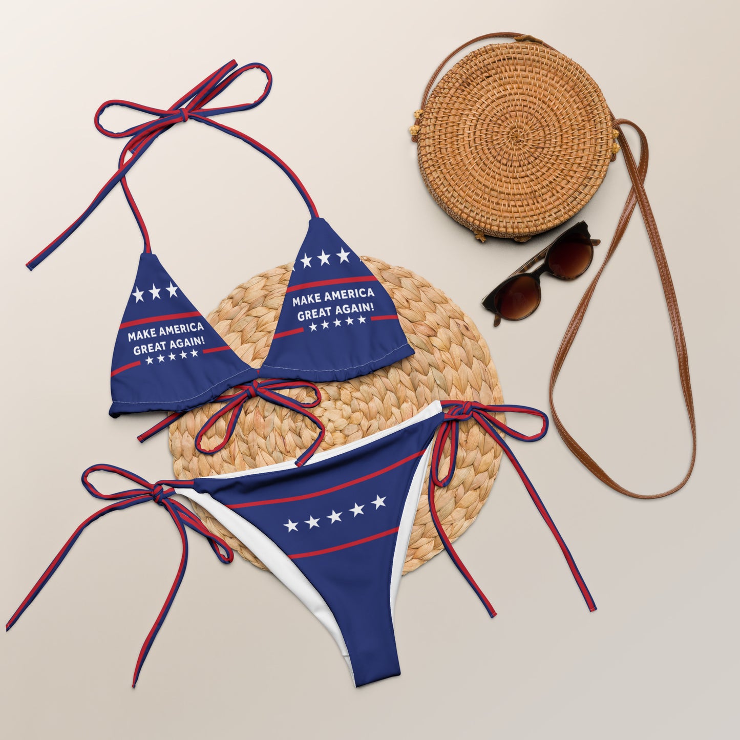 Make America Great Again (MAGA) All-over print recycled string bikini