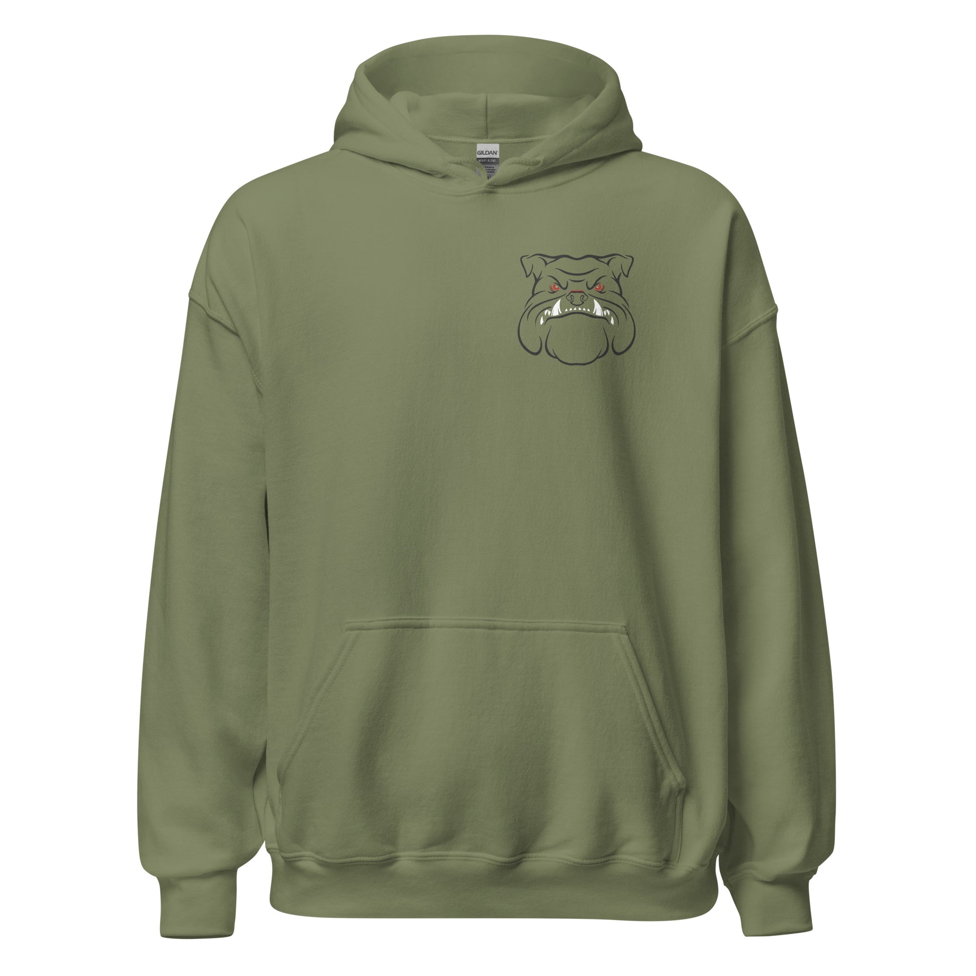 Angry Bulldog Gildan Hoodie Army Green Front