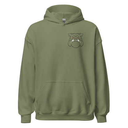 Angry Bulldog Gildan Hoodie Army Green Front