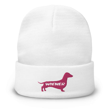 Dachshund Wiener Dog Beanie White