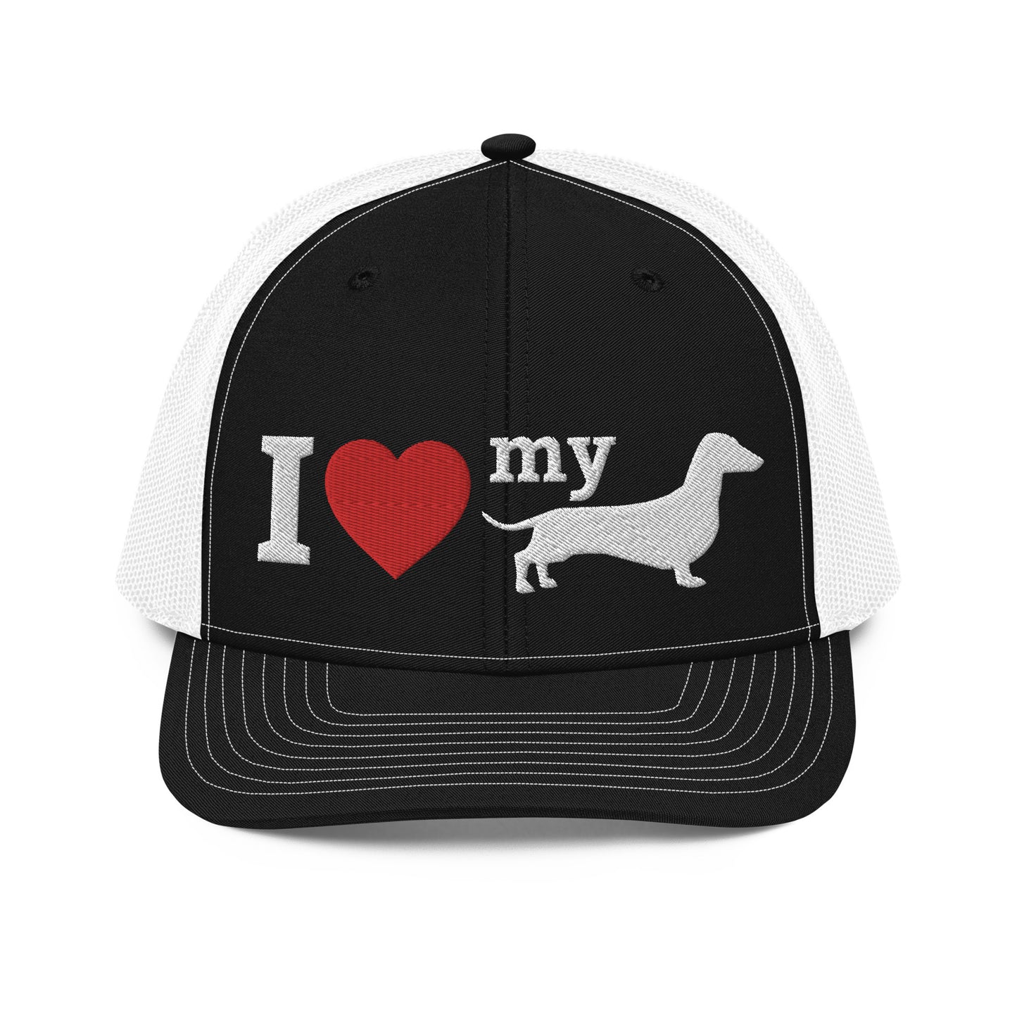 I Love My Dachshund Hat Black White