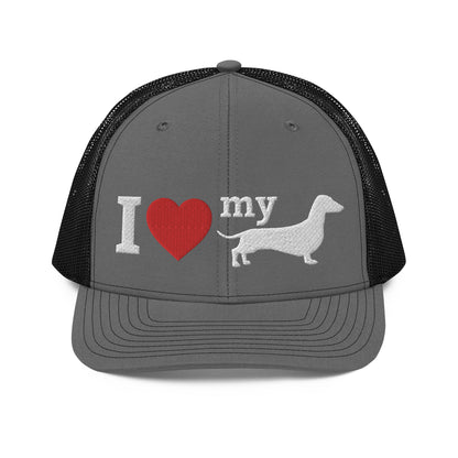 I Love My Dachshund Hat Charcoal Black