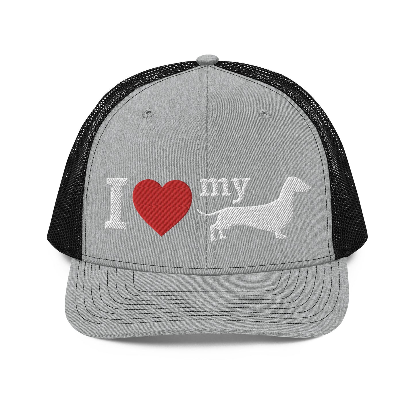 I Love My Dachshund Hat Heather Black