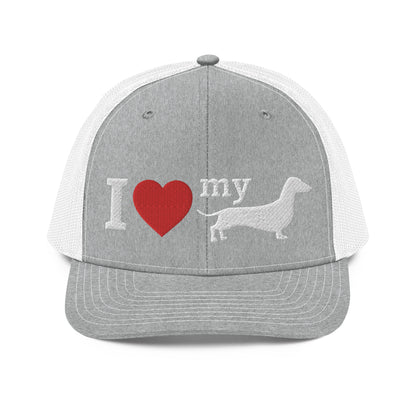 I Love My Dachshund Hat Heather White