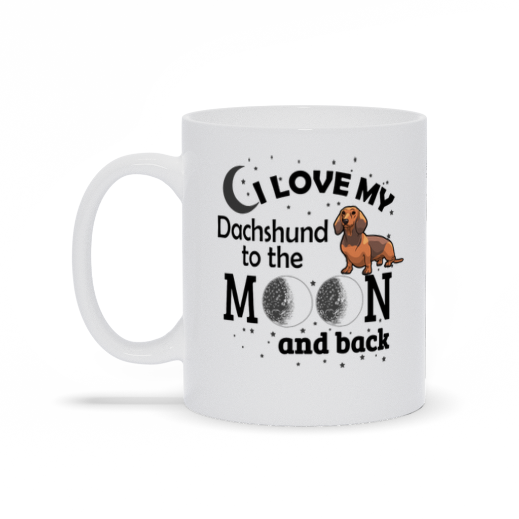 I Love my Dachshund to the moon and back coffee mug Left