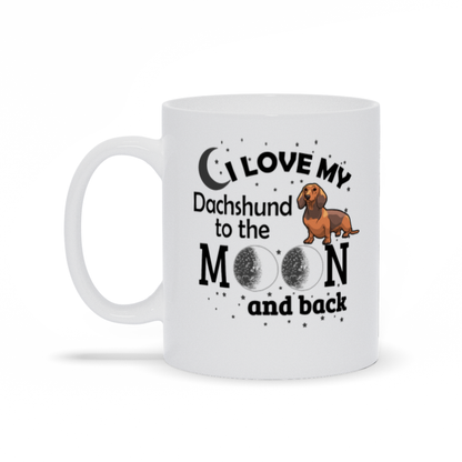 I Love my Dachshund to the moon and back coffee mug Left