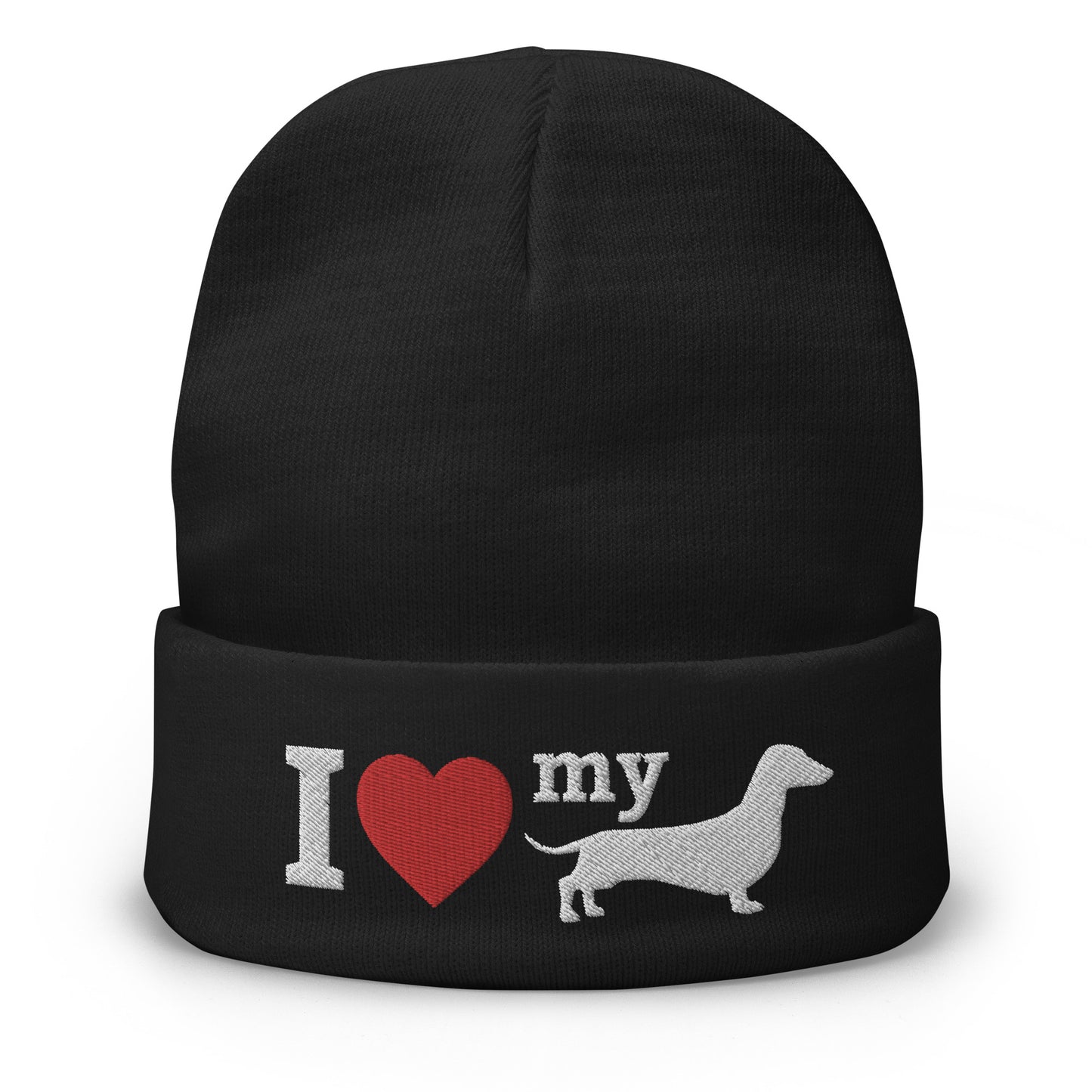 I Love My Dachshund Beanie Black