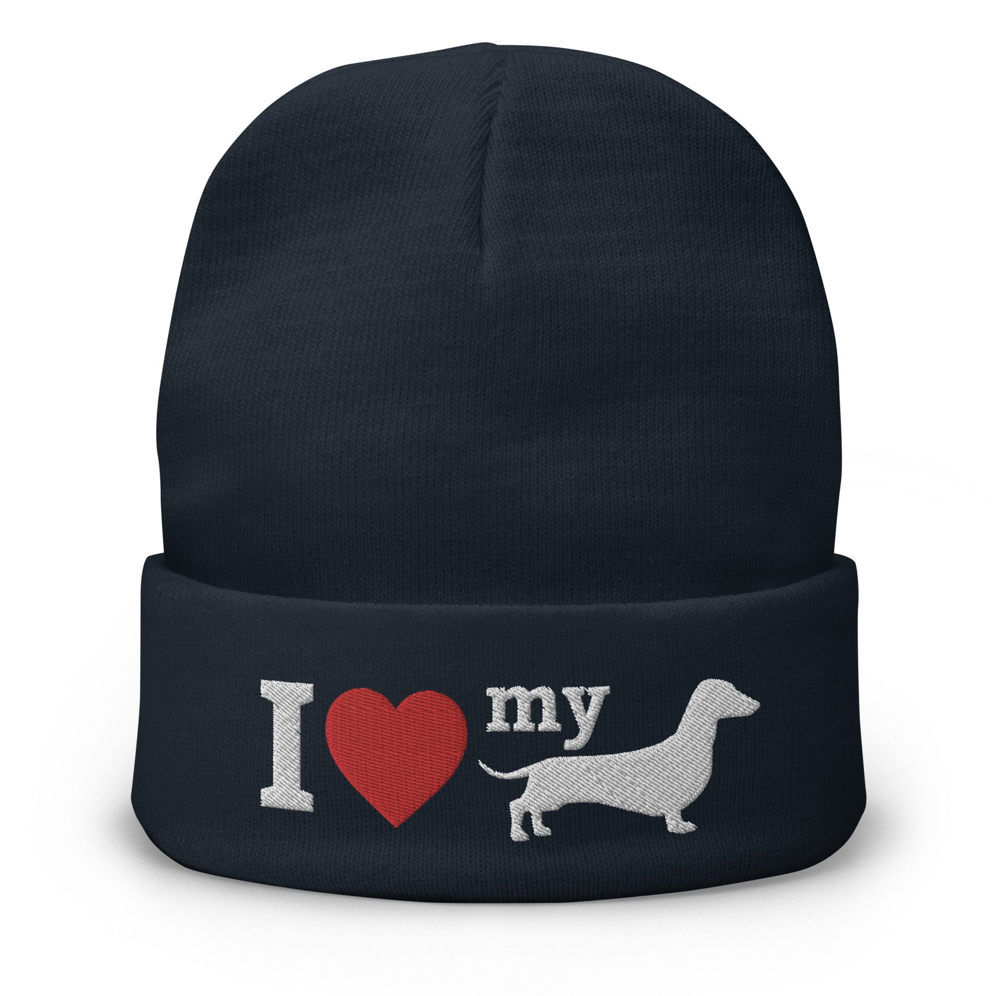 I Love My Dachshund Beanie Navy