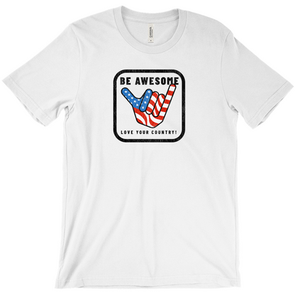 Be Awesome Love Your Country Patriotic USA Vintage T-Shirts