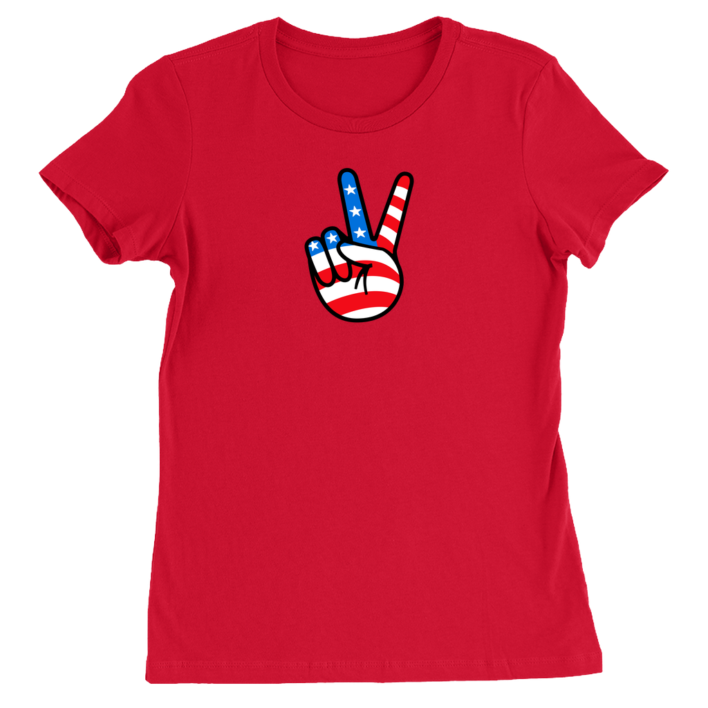 American Peace Sign Women's T-shirt Red