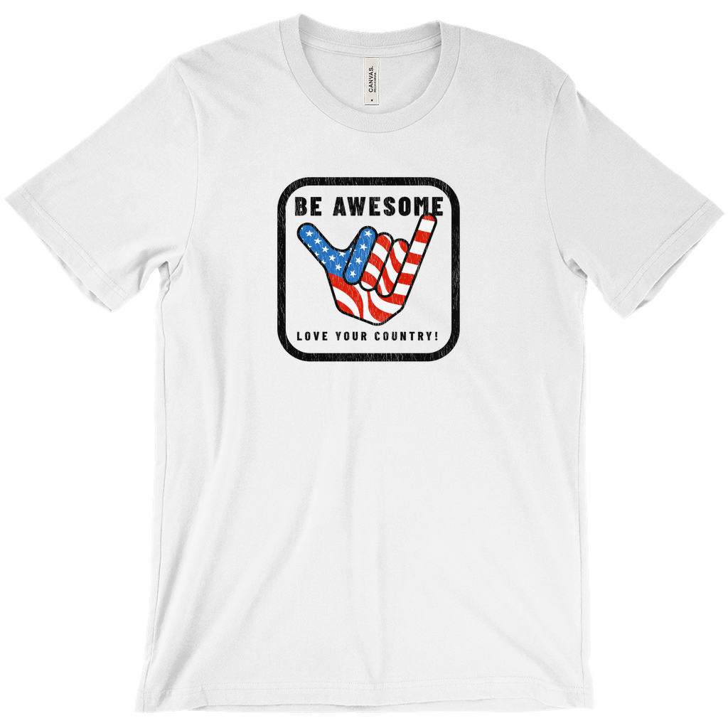Be Awesome Love Your Country Patriotic USA Vintage T-Shirts